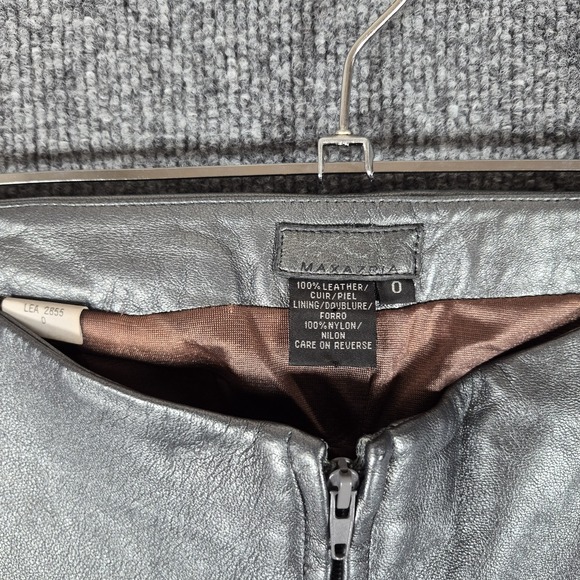 BCBG Max Azria Y2K Silver Metallic Lea Leather Pants Sz 0 Blazer Sz 4 Set - Picture 8 of 12